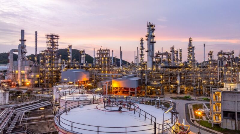 Oil and gas industrial refinery at night oil and 2026 01 08 08 10 41 utc