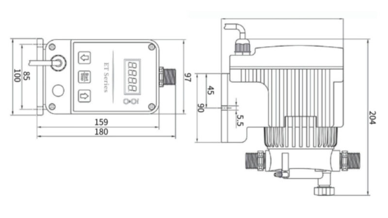 Dimensi pompa et solenoid diaphragm pump