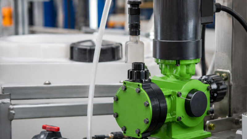 Industrial pump and piping close up